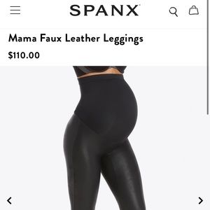 Spanx black leather maternity leggings size small
